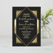 Bruiloft Brunch Zwart Goud Art Deco Kaart (Staand voorkant)