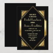 Bruiloft Brunch Zwart Goud Art Deco Kaart (Voorkant / Achterkant)