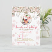 Bruiloft Bubbelende Kerst Brunch Borrel Bruidsfees Kaart (Staand voorkant)