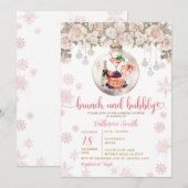 Bruiloft Bubbelende Kerst Brunch Borrel Bruidsfees Kaart (Voorkant / Achterkant)