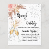 Bruiloft bubbels brunch pampas budget uitnodiging flyer (Voorkant)