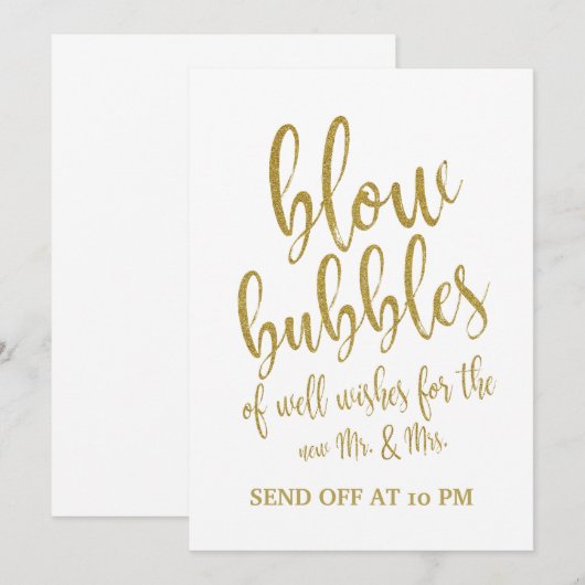 Bruiloft 'Bubbles Send Off Gold' Betaalbaar Bruilo Kaart (Voorkant / Achterkant)