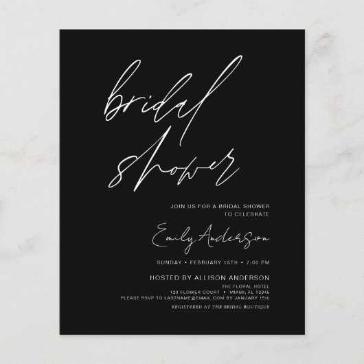 Bruiloft Budget Handgeschreven Script Minimalistis Flyer (Voorkant)
