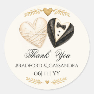Bruiloft cadeau gunst favor bedankt datum bruid br ronde sticker