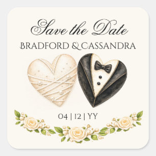 Bruiloft cadeautje favor Save the Date bruid bruid Vierkante Sticker