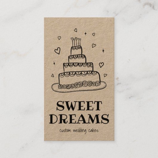 Bruiloft Cake Catering Bakkerij Custom Baker Kraft Visitekaartje (Voorkant)