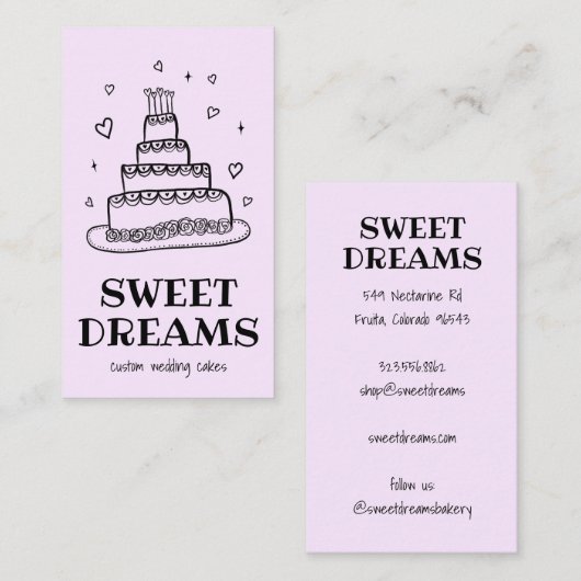 Bruiloft Cake Catering Bakkerij Custom Bakker Visitekaartje (Voorkant / Achterkant)