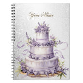 Bruiloft Cake Lavendel Bloemen Elegant Notitieboek (Voorkant)