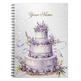 Bruiloft Cake Lavendel Bloemen Elegant Notitieboek