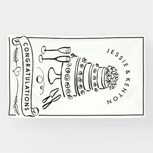 Bruiloft Cake Verloving Gefeliciteerd Banner (Horizontaal)