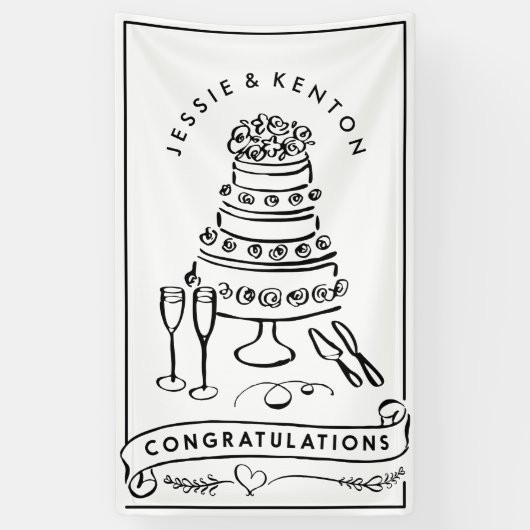 Bruiloft Cake Verloving Gefeliciteerd Banner (Verticaal)