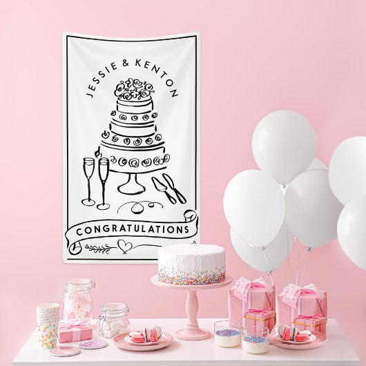 Bruiloft Cake Verloving Gefeliciteerd Banner