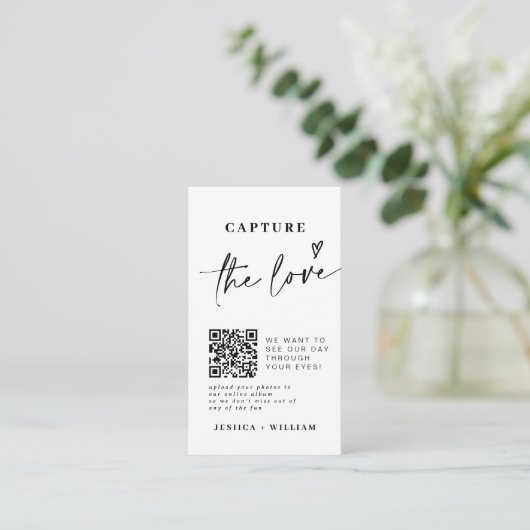 Bruiloft Capture The Love | QR-code voor het delen Informatiekaartje (Staand voorkant)