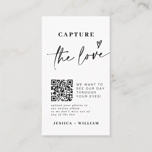 Bruiloft Capture The Love | QR-code voor het delen Informatiekaartje (Voorkant)