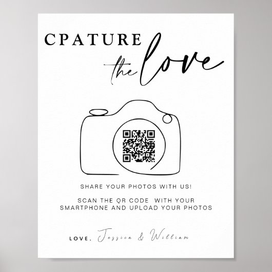 Bruiloft Capture The Love | QR-code voor het delen Poster (Voorkant)