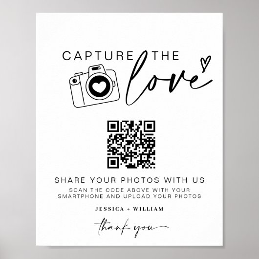 Bruiloft Capture The Love | QR-code voor het delen Poster (Voorkant)