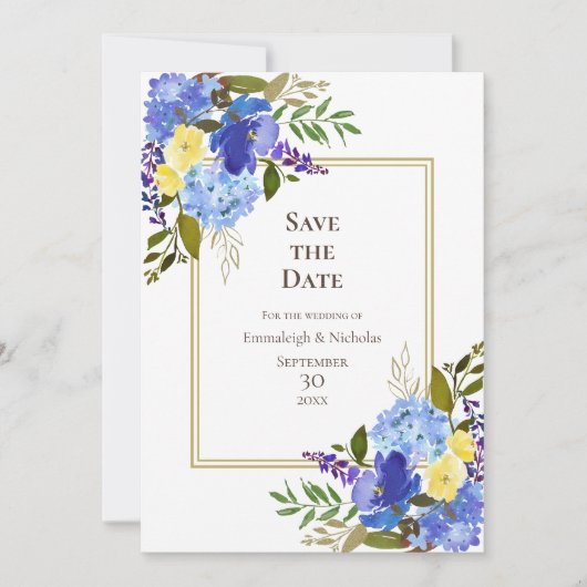 Bruiloft Carolina Classic Blue Save The Date Kaart (Voorkant)