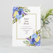 Bruiloft Carolina Classic Blue Save The Date Kaart (Staand voorkant)