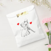 Bruiloft Cartoon bruid bruidegom rood zwart net ge Bedankzakje (Gezegeld)