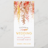 Bruiloft cascading herfst wijnstokken waterverf programmakaart (Voorkant)