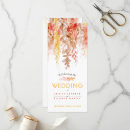 Bruiloft cascading herfst wijnstokken waterverf programmakaart