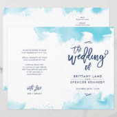 BRUILOFT CEREMONIE handbeletterde aqua blauw water (Voorkant / Achterkant)