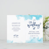 BRUILOFT CEREMONIE handbeletterde aqua blauw water (Staand voorkant)