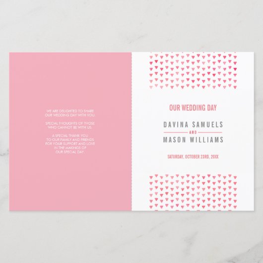 BRUILOFT CEREMONIE PROGRAMMA boho patroon roze kor (Voorkant)