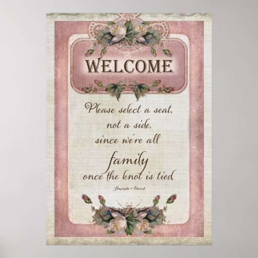  bruiloft ceremonie Seating Welkom bij de familie Poster (Voorkant)