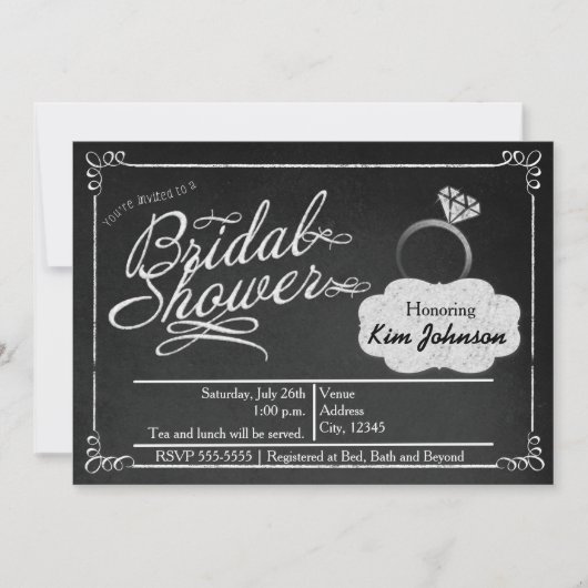 Bruiloft Chalk Vintage Krijtbord Uitnodiging (Voorkant)
