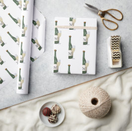 Bruiloft Champagne fles op wit Cadeaupapier