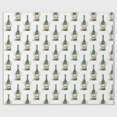 Bruiloft Champagne fles op wit Cadeaupapier (Vlak)