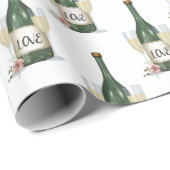Bruiloft Champagne fles op wit Cadeaupapier (Rol Hoek)