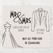 bruiloft champagne flessenlabel Mr en Mrs Sparkling Wijnetiket (Enkel label)