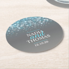 Bruiloft champagne grijs blauw papier onderzetters
