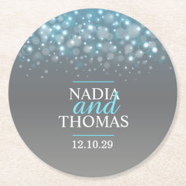 Bruiloft champagne grijs blauw papier onderzetters