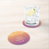 Bruiloft champagne paarse gouden papier onderzette ronde kartonnen onderzetter (Insitu)