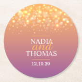 Bruiloft champagne paarse gouden papier onderzette ronde kartonnen onderzetter (Voorkant)