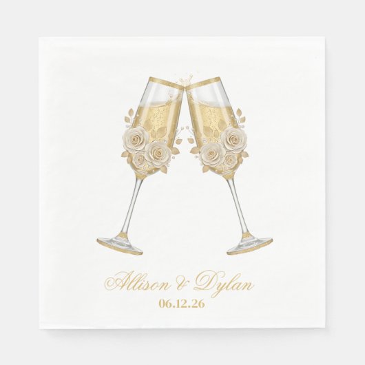 Bruiloft Champagne Papieren Servetten (Voorkant)