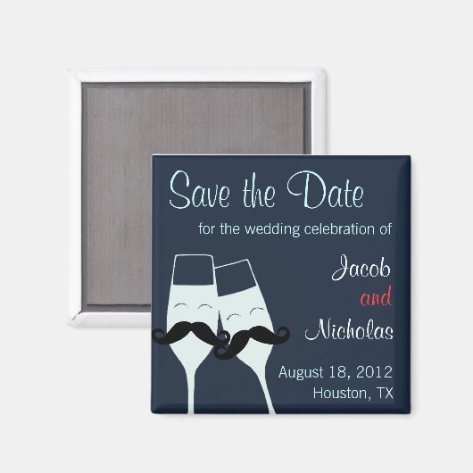 Bruiloft Champagne Toast Save the Date Magneet (Voorkant / Achterkant)