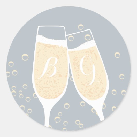 Bruiloft Champagne Toast Seal Ronde Sticker (Voorkant)
