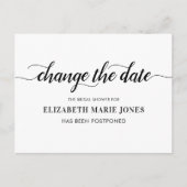 Bruiloft Change Datum Elegante Typografie Aankondigingskaart (Voorkant)