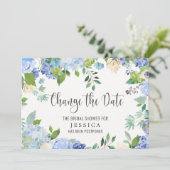 Bruiloft Change of Plans Blauwe Hortensia Kaart (Staand voorkant)