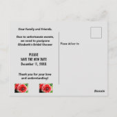 Bruiloft Change of Plans Rode Dahlia Ansichtkaart Briefkaart (Achterkant)