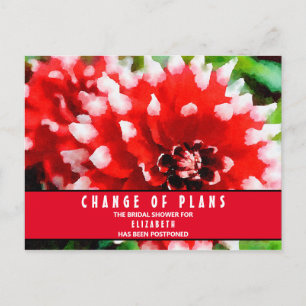 Bruiloft Change of Plans Rode Dahlia Ansichtkaart Briefkaart
