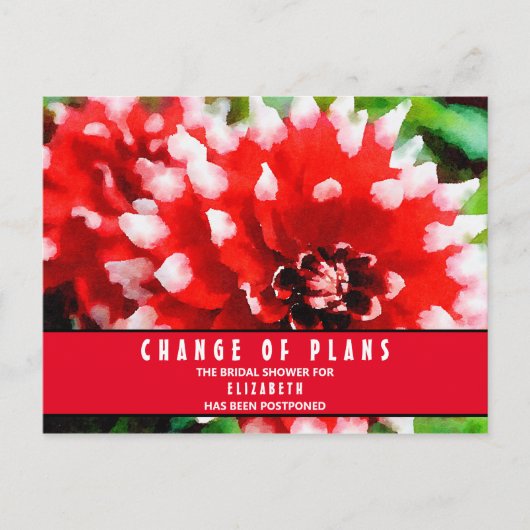 Bruiloft Change of Plans Rode Dahlia Ansichtkaart Briefkaart (Voorkant)