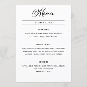 bruiloft charme Zwart-wit kalligrafie Menu