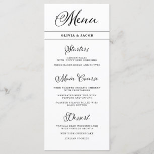 bruiloft charme Zwart-wit kalligrafie Menu