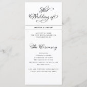 bruiloft charme | Zwart-wit kalligrafie Programmakaart (Voorkant)