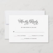 bruiloft charme | Zwart-wit kalligrafie RSVP Kaartje (Voorkant)